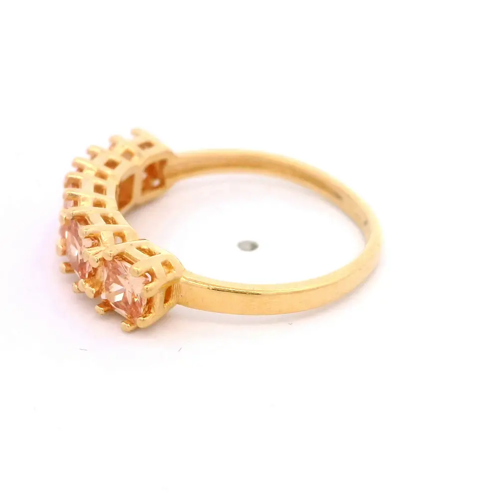 Anillo de Oro Amarillo 18K Cintillo con 5P Champagne