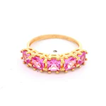 Anillo de Oro Amarillo 18K Cintillo con 5P Rosadas