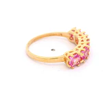 Anillo de Oro Amarillo 18K Cintillo con 5P Rosadas
