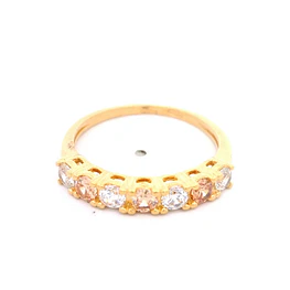 Anillo de Oro Amarillo 18K Cintillo con 4 MCP Incoloras y 3 MCP Champagne
