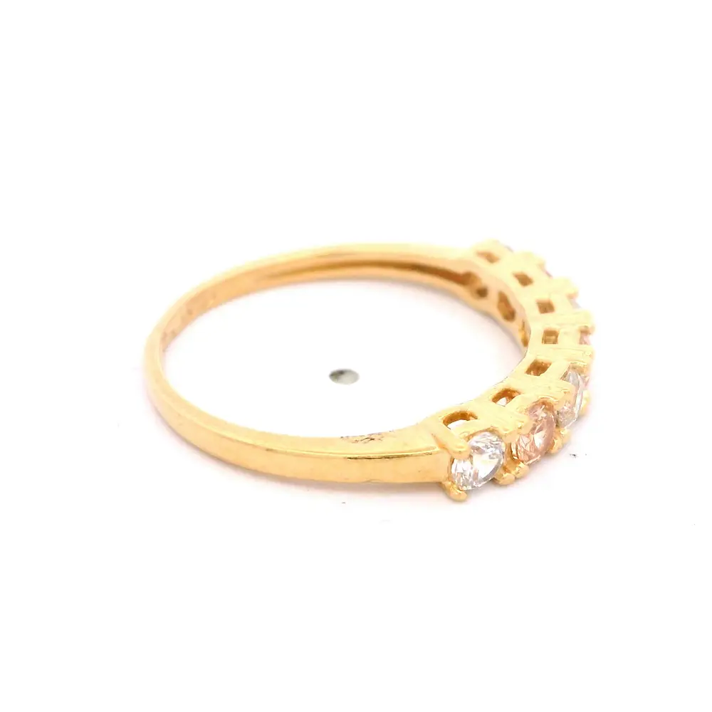 Anillo de Oro Amarillo 18K Cintillo con 4 MCP Incoloras y 3 MCP Champagne
