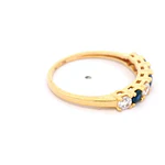 Anillo de Oro Amarillo 18K Cintillo con 4 MCP Incoloras y 3 MCP Azules