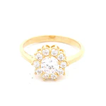 Anillo de Oro Amarillo 18K Flor con 1P Incolora y MCP Incoloras