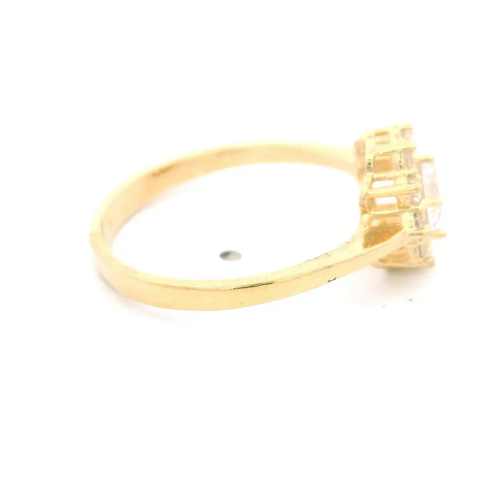 Anillo de Oro Amarillo 18K Flor con 1P Incolora y MCP Incoloras