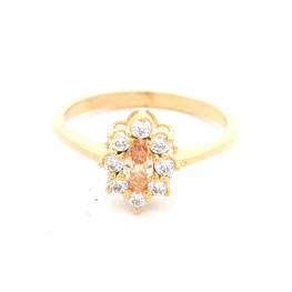 Anillo de Oro Amarillo 18K Lady Di con 1P Champagne y 8 MCP Incoloras