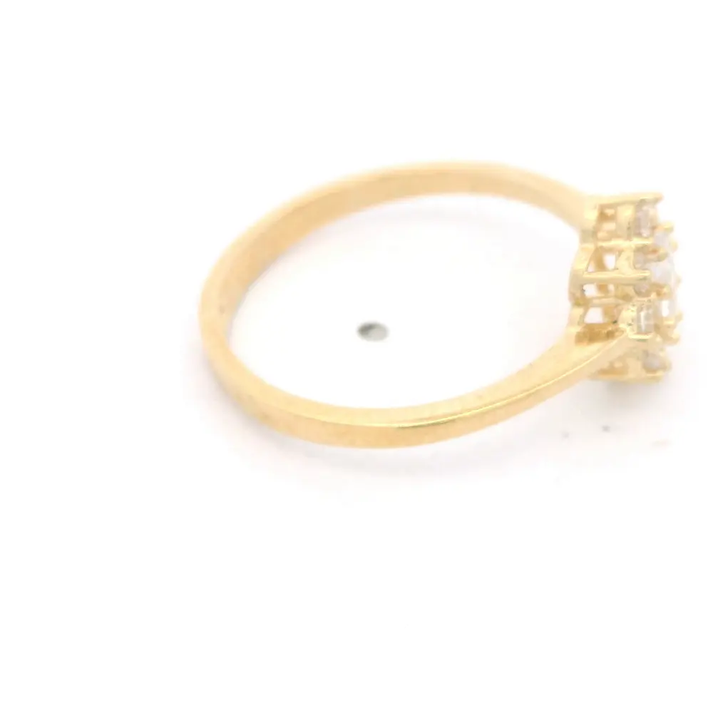 Anillo de Oro Amarillo 18K Cintillo con 4 MCP Incoloras y 3 MCP Champagne