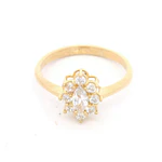 Anillo de Oro Amarillo 18K Cintillo con 4 MCP Incoloras y 3 MCP Champagne