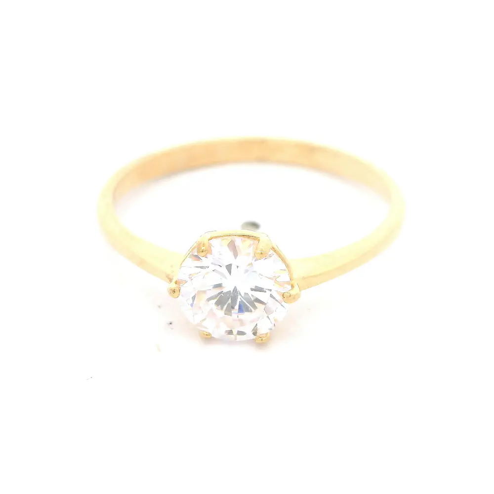 Anillo de Oro Amarillo 18K Solitario con 1P Incolora