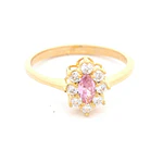 Anillo de Oro Amarillo 18K Lady Di con 1P Incolora y 8 MCP Incoloras
