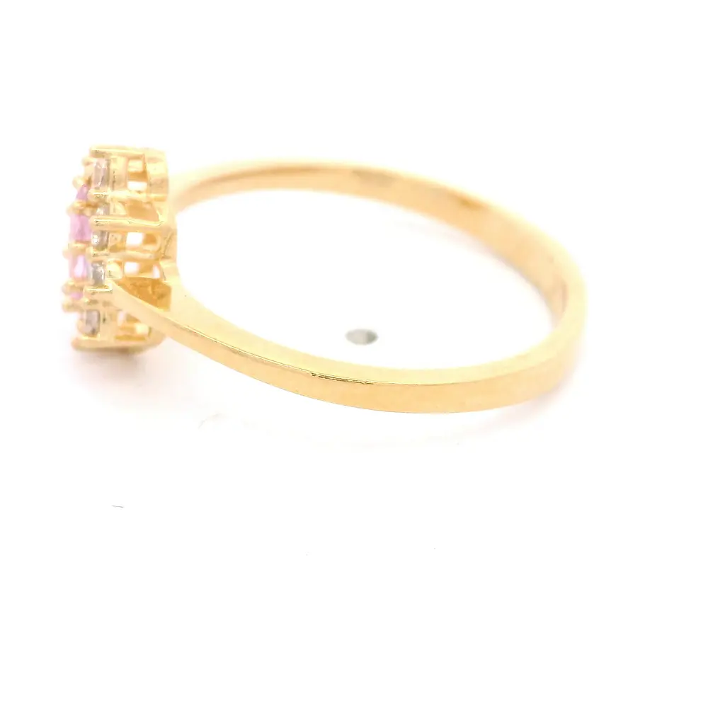 Anillo de Oro Amarillo 18K Lady Di con 1P Incolora y 8 MCP Incoloras