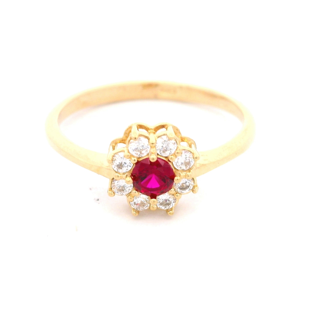 Anillo Aura de Flor con Circonias - Oro Amarillo 18K / Circón