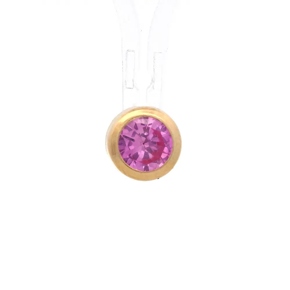 Colgante de Oro Amarillo 18K Punto de Luz con 1P Rosada