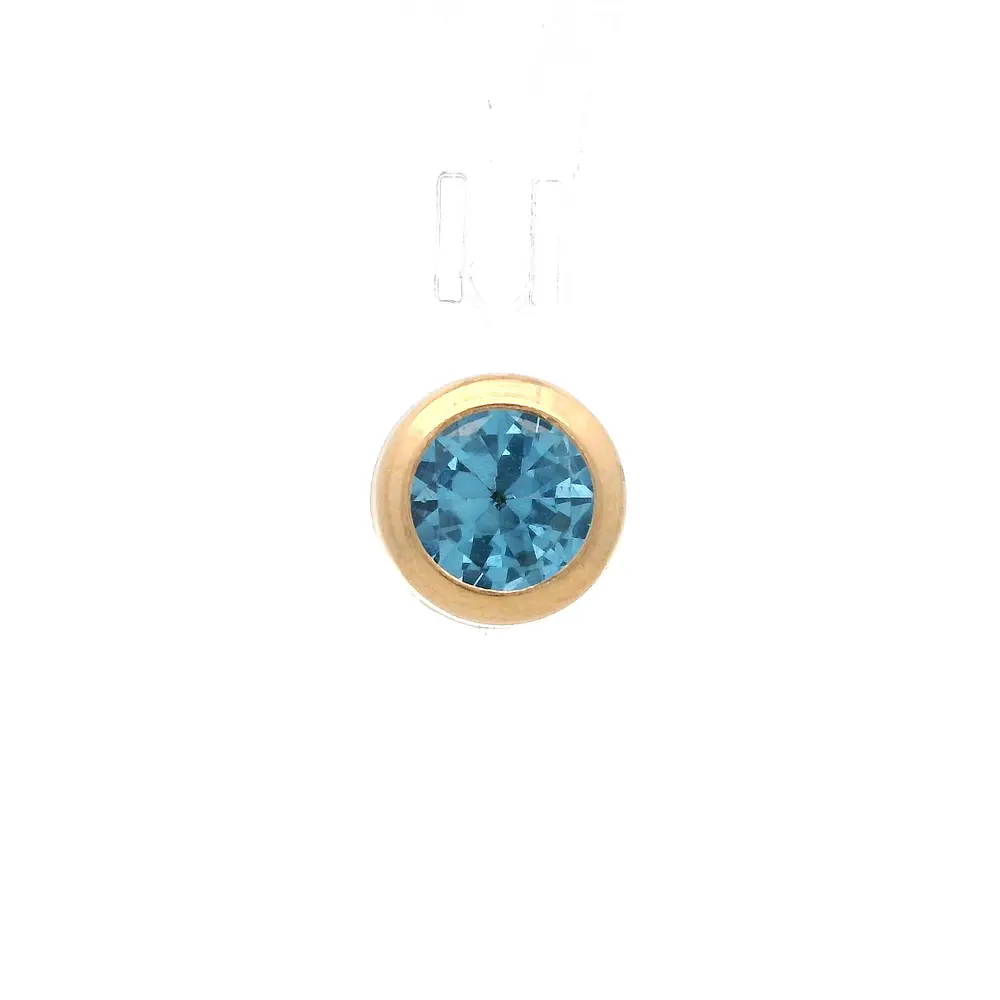 Colgante de Oro Amarillo 18K Punto de Luz con 1P Celeste