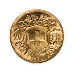 Moneda de Oro 20 Francos Suiza Año 1930