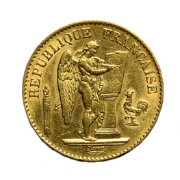 Moneda de Oro 20 Francos Francia Año 1877