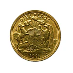 Moneda de Oro 10 Pesos Chile Año 1901 – Oro 21,6 K Ley 900