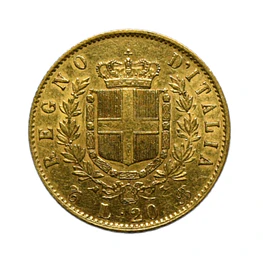 Moneda de Oro 20 Liras Reino de Italia Año 1865