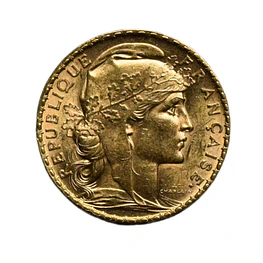 Moneda de Oro 20 Francos Francia Año 1905 – Gallo Marianne Ley 900