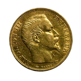 Moneda de Oro 20 Francos Francia Año 1858