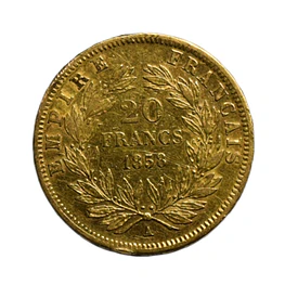 Moneda de Oro 20 Francos Francia Año 1858