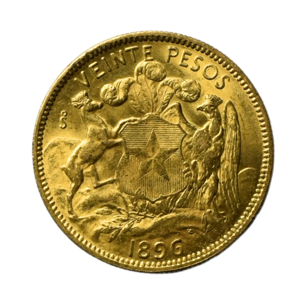 Moneda de Oro 20 Pesos Chile Año 1896