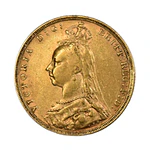 Moneda de Oro 22K Ley 916.7 Soberano Reina Victoria Reino Unido Año 1892