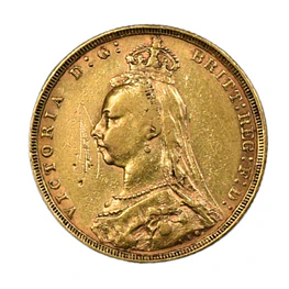 Moneda de Oro 22K Ley 916.7 Soberano Reina Victoria Reino Unido Año 1888