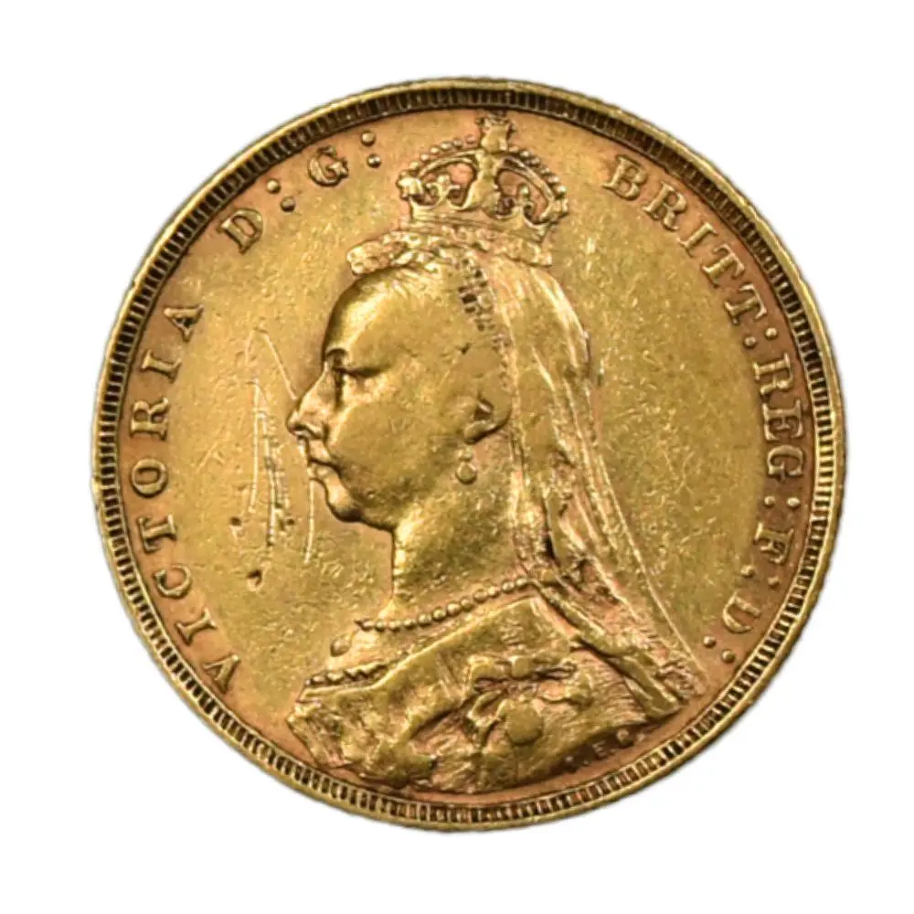 Moneda de Oro 22K Ley 916.7 Soberano Reina Victoria Reino Unido Año 1888