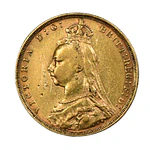 Moneda de Oro 22K Ley 916.7 Soberano Reina Victoria Reino Unido Año 1888