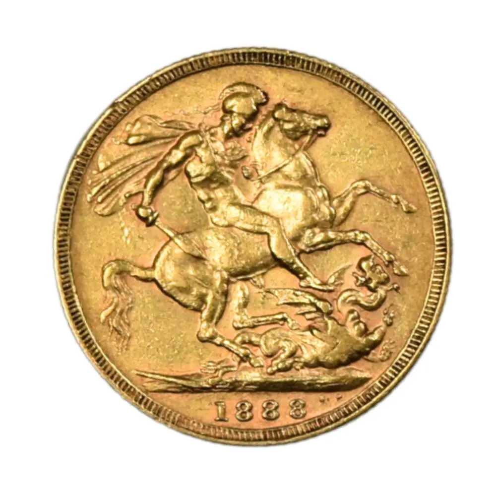 Moneda de Oro 22K Ley 916.7 Soberano Reina Victoria Reino Unido Año 1888