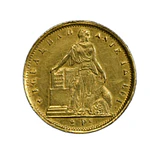 Moneda Nacional de Oro 21.6K Ley 900 2 Pesos Chile Año 1857