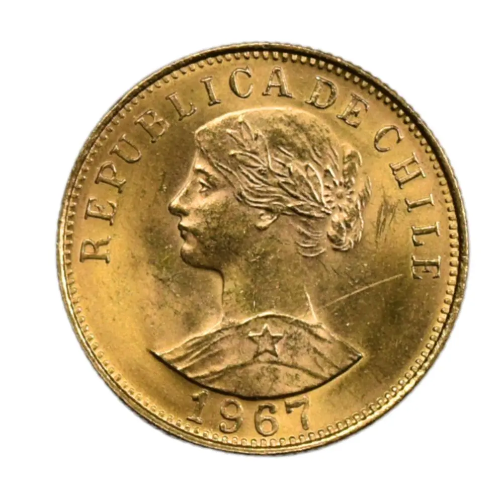 Moneda Nacional de Oro 21.6K Ley 900 50 Pesos Chile Año 1967