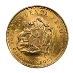 Moneda Nacional de Oro 21.6K Ley 900 50 Pesos Chile Año 1967