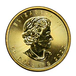 Moneda de Oro 24K Ley 999.9 Maple Leaf Canadá 50 Dollars Año 2022