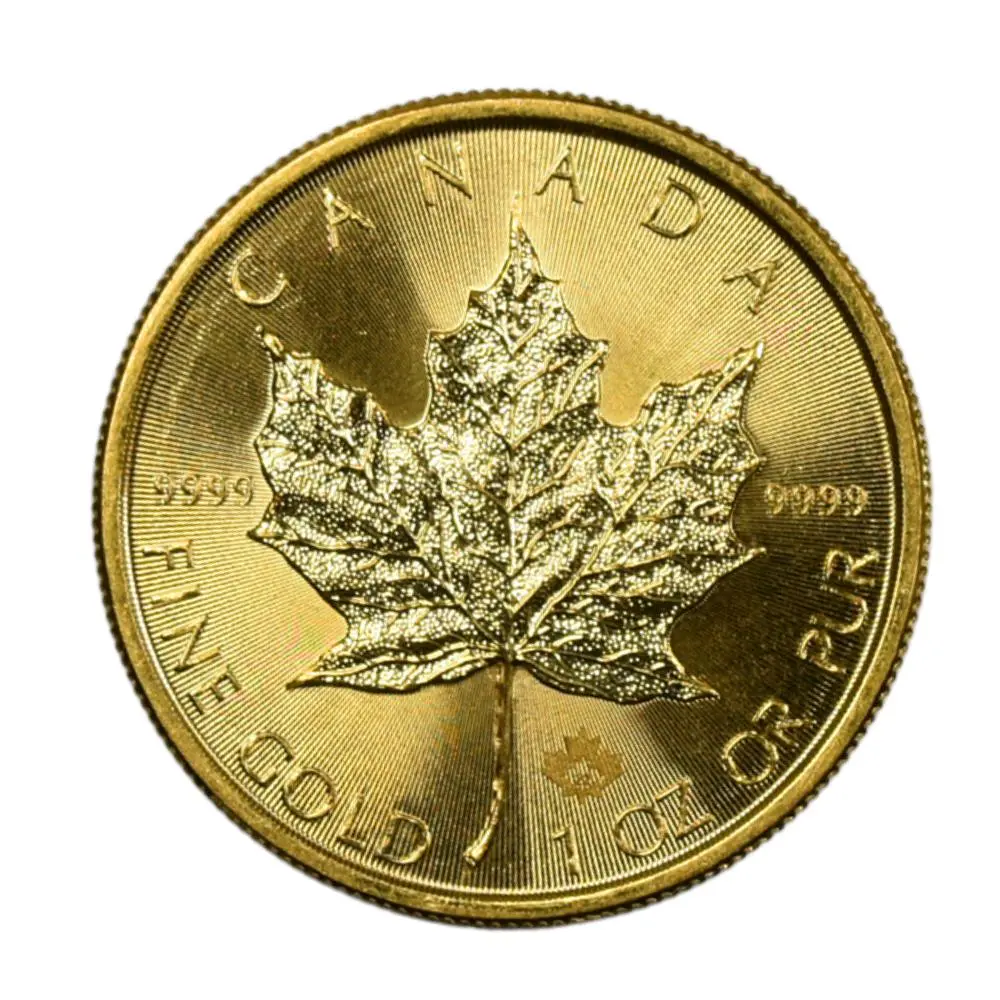 Moneda de Oro 24K Ley 999.9 Maple Leaf Canadá 50 Dollars Año 2022