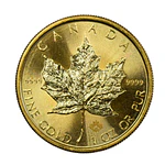 Moneda de Oro 24K Ley 999.9 Maple Leaf Canadá 50 Dollars Año 2022