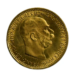 Moneda Extranjera de Oro 21.6K Ley 900 10 Corona Austria Año 1912