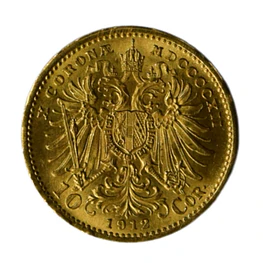Moneda Extranjera de Oro 21.6K Ley 900 10 Corona Austria Año 1912