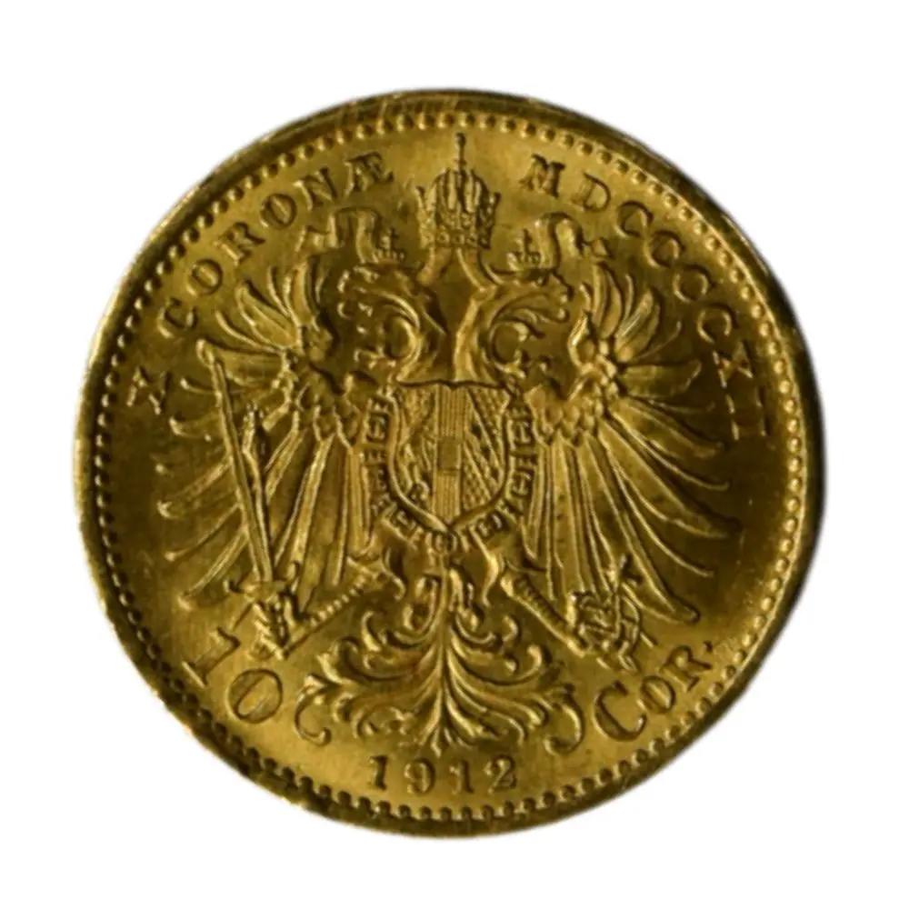 Moneda Extranjera de Oro 21.6K Ley 900 10 Corona Austria Año 1912