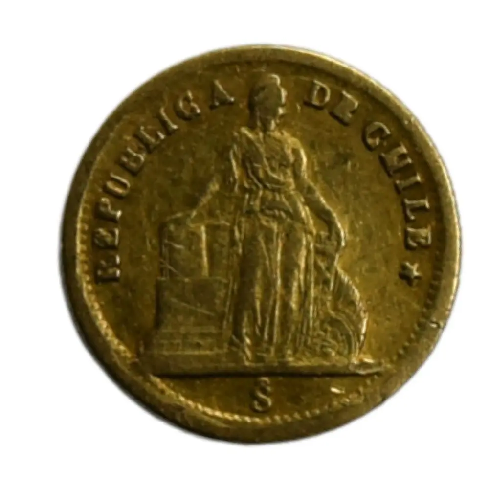 Moneda Nacional de Oro 21.6K Ley 900 1 Peso Chile Año 1860