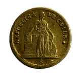 Moneda Nacional de Oro 21.6K Ley 900 1 Peso Chile Año 1860
