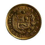 Moneda Extranjera de Oro 22K Ley 916.7 1/5 de Libra Perú Año 1965