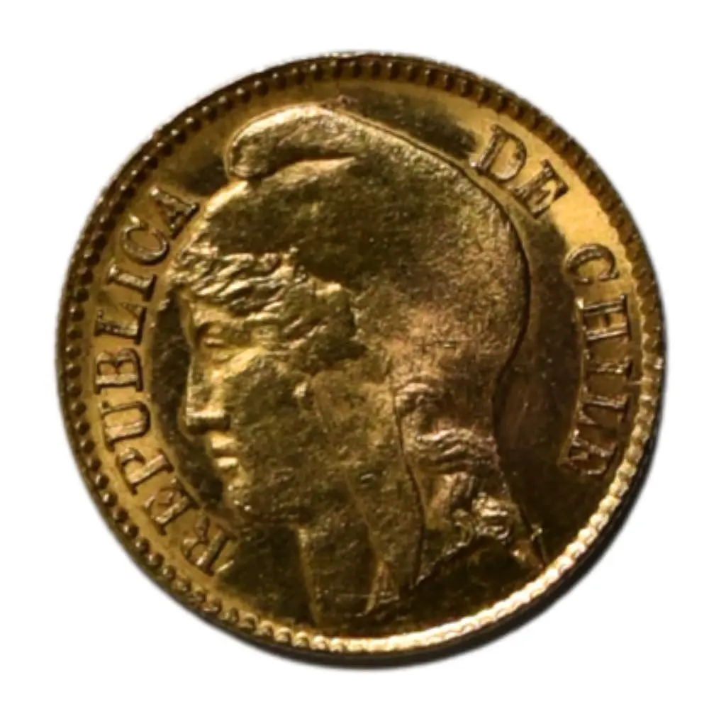 Moneda Nacional de Oro 22K Ley 917 5 Pesos Chile Año 1895