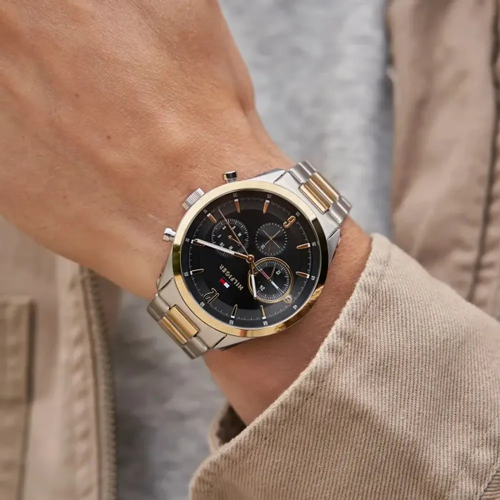 Reloj Tommy Hilfiger Matthew Código 1791944 para Hombre – Acero Inoxidable Bicolor con Esfera Negra
