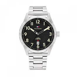 Reloj Tommy Hilfiger Forrest Código 1710594 para Hombre – Acero Inoxidable Plateado con Esfera Negra