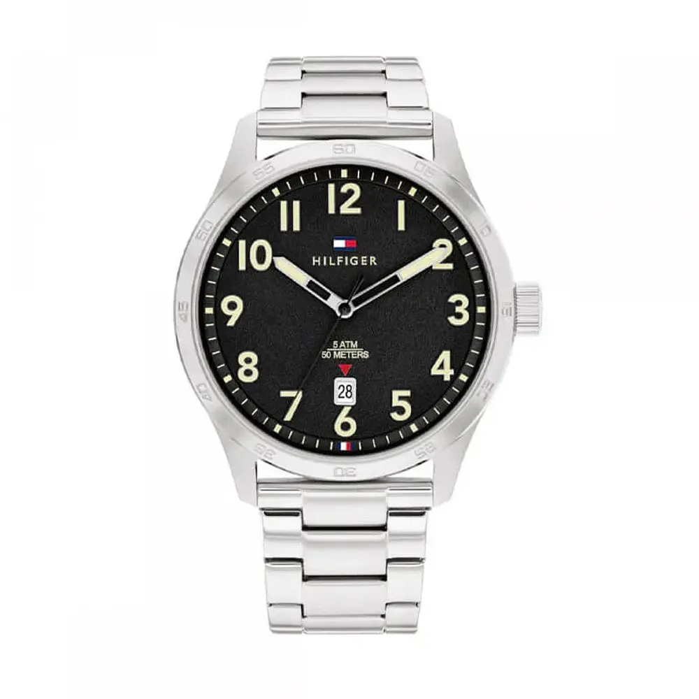 Reloj Tommy Hilfiger Forrest Código 1710594 para Hombre – Acero Inoxidable Plateado con Esfera Negra