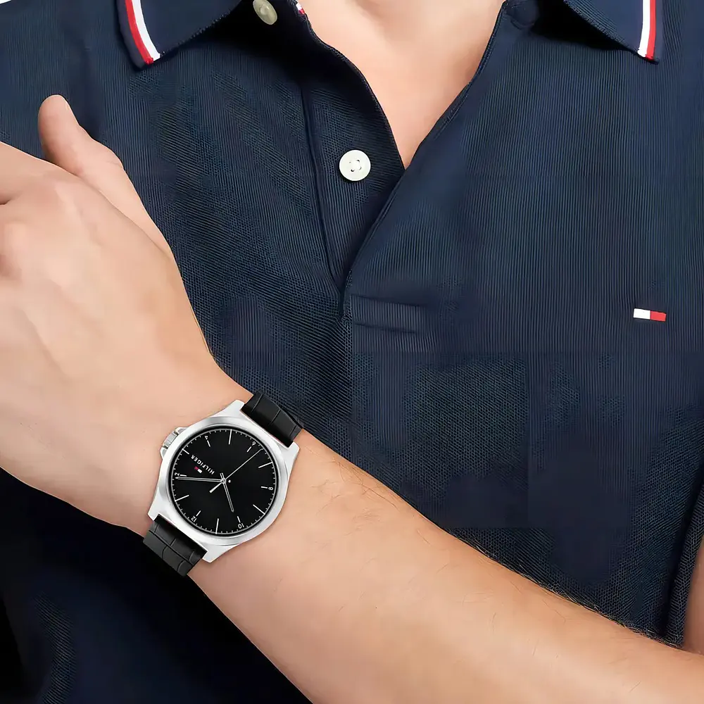 Reloj Tommy Hilfiger Norris Código 1710550 para Hombre – Correa de Cuero Negro y Esfera Negra