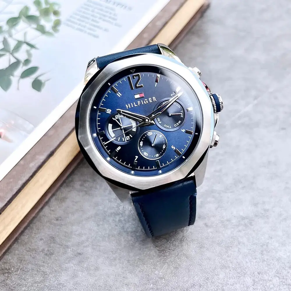 Reloj Tommy Hilfiger Lars Código 1792063 para Hombre – Correa de Cuero Azul y Esfera Azul