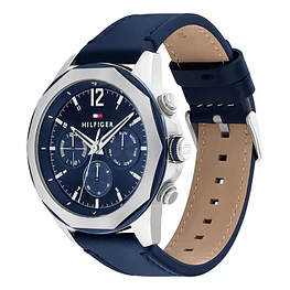 Reloj Tommy Hilfiger Lars Código 1792063 para Hombre – Correa de Cuero Azul y Esfera Azul