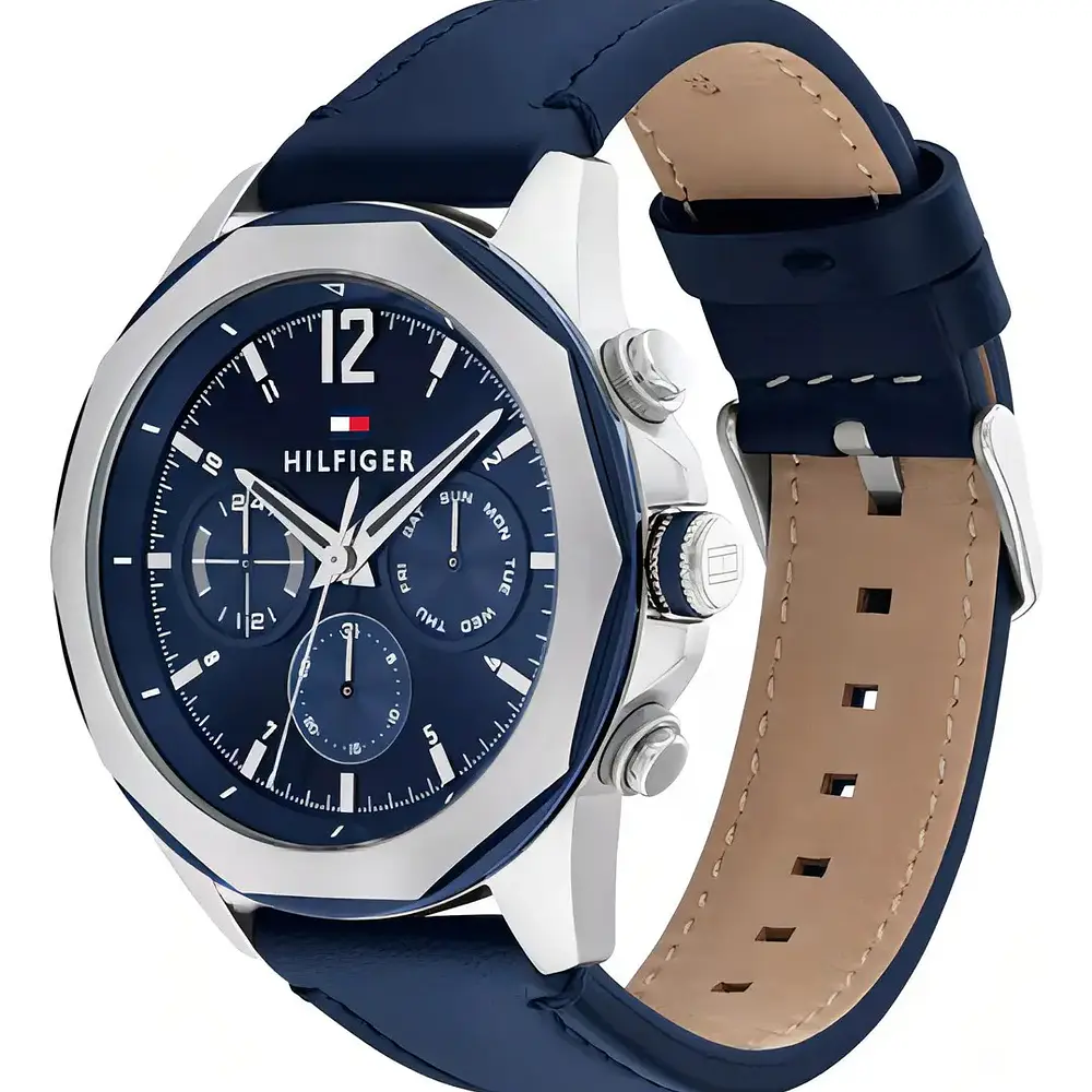 Reloj Tommy Hilfiger Lars Código 1792063 para Hombre – Correa de Cuero Azul y Esfera Azul